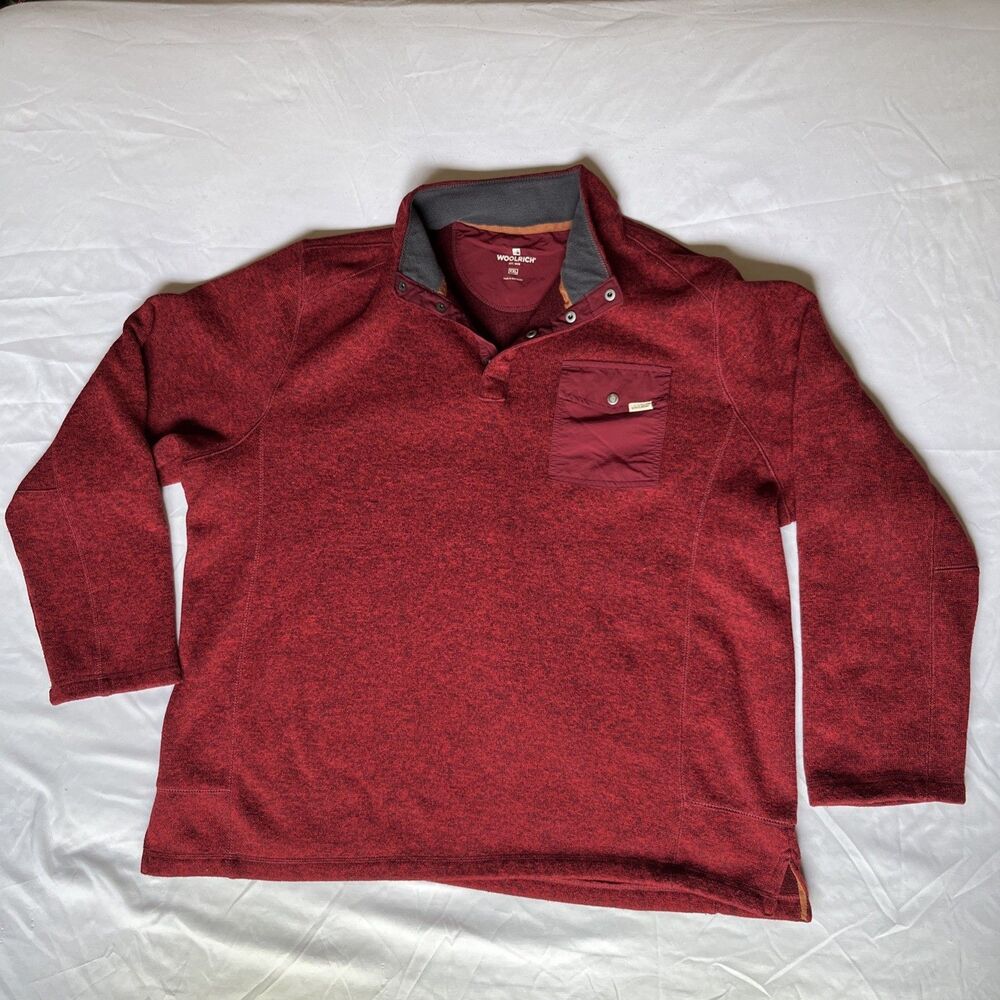 Woolrich Size Men’s 2XL Burgundy Red 1/4 snap fleece pullover sweatshirt